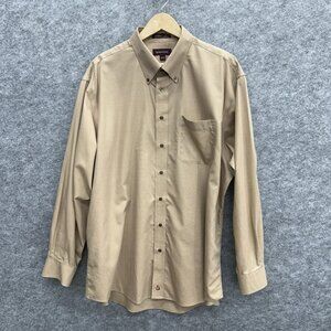 NORDSTROM Men's Button Down Dress Shirt Size 18-35, SmartCare 100% Cotton Beige